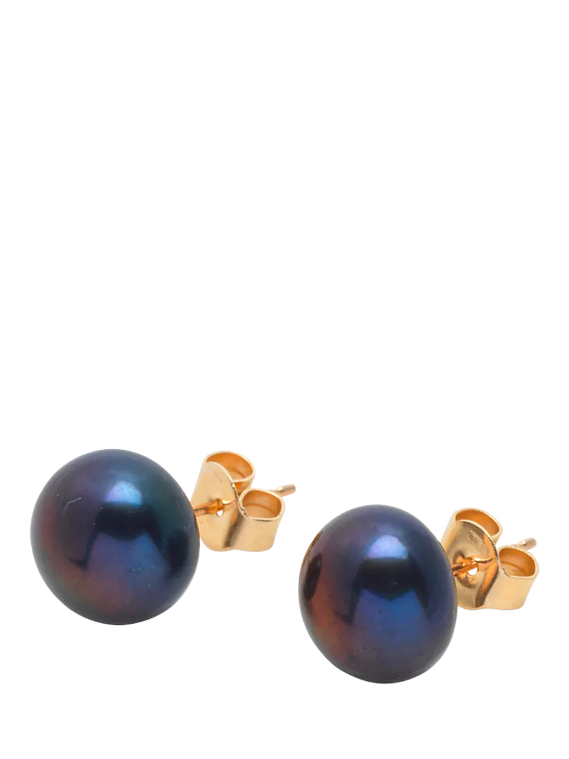 E.W Adams 9ct Yellow Gold Freshwater Pearl Bouton Stud Earrings