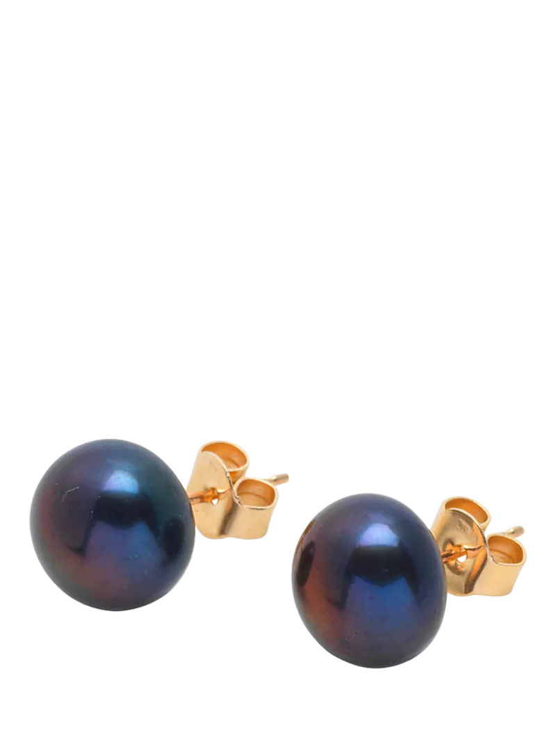 E.W Adams 9ct Yellow Gold Freshwater Pearl Bouton Stud Earrings