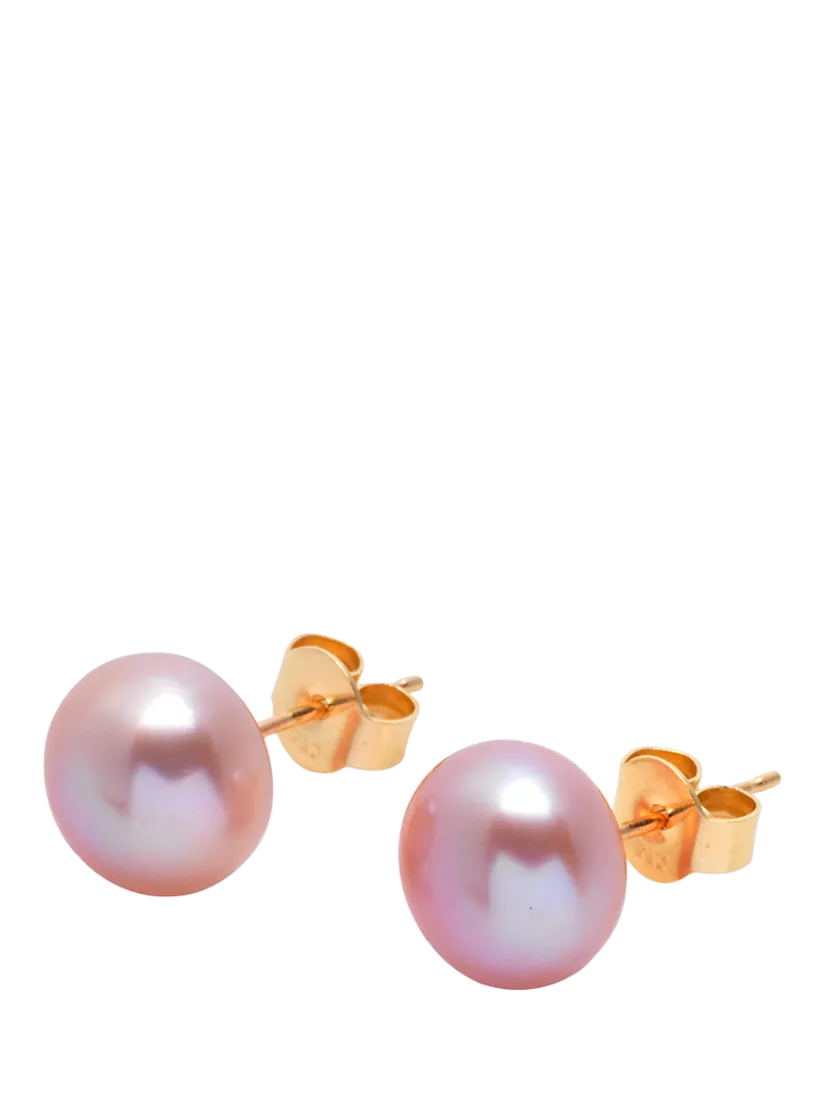 E.W Adams 9ct Yellow Gold Freshwater Pearl Bouton Stud Earrings