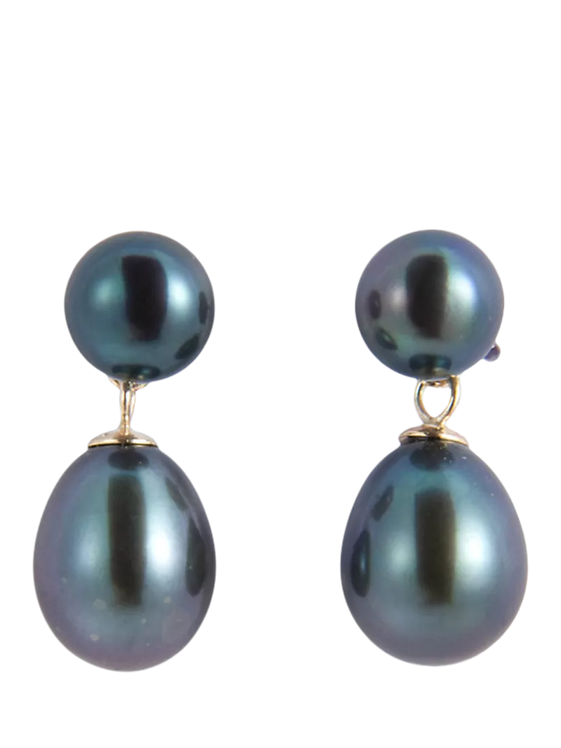 E.W Adams 9ct gold freshwater pearl drop earrings (British brand)