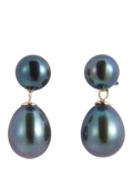 E.W Adams 9ct gold freshwater pearl drop earrings (British brand)