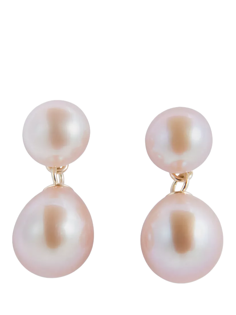 E.W Adams 9ct Gold Freshwater Pearl Drop Earrings