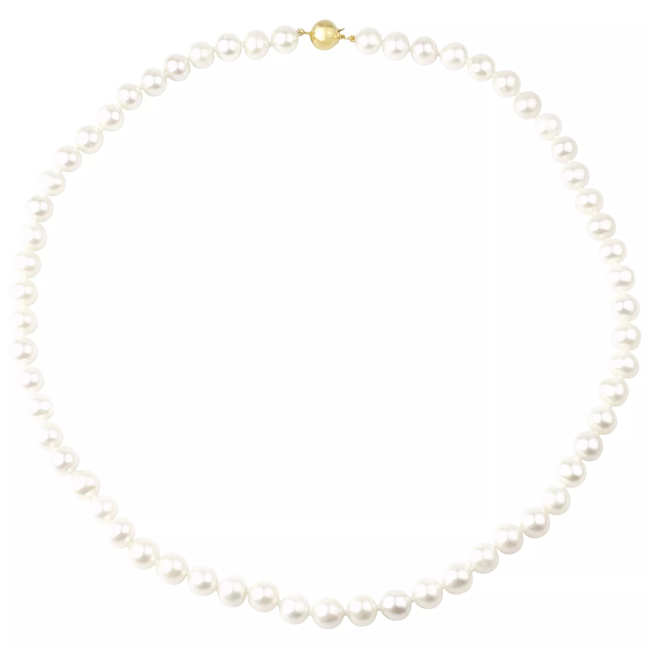 E.W Adams 9ct gold pearl necklace with coffee bean clasp, UK version