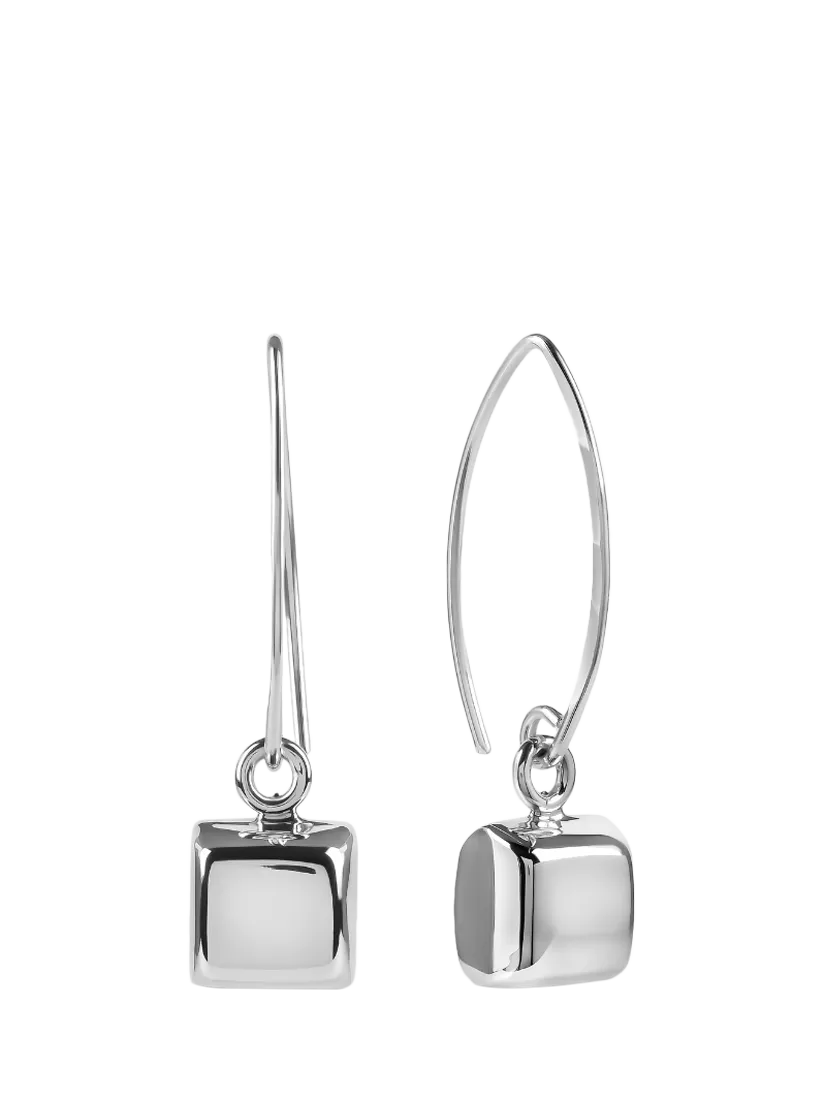 Andea silver cube drop earrings 3.8x8cm, imported from the UK
