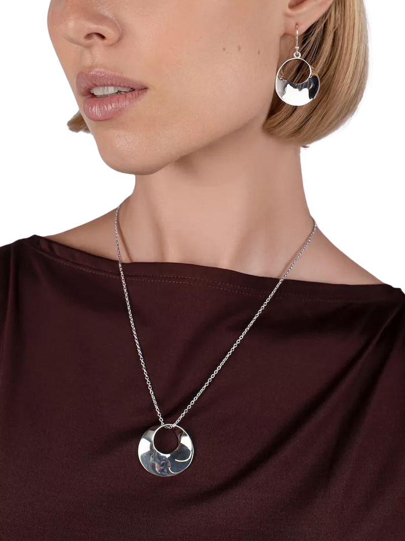 Andea silver round twist drop earrings (British brand)
