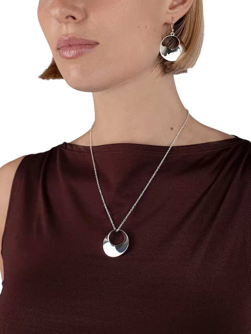 Andea silver round twist drop earrings (British brand)