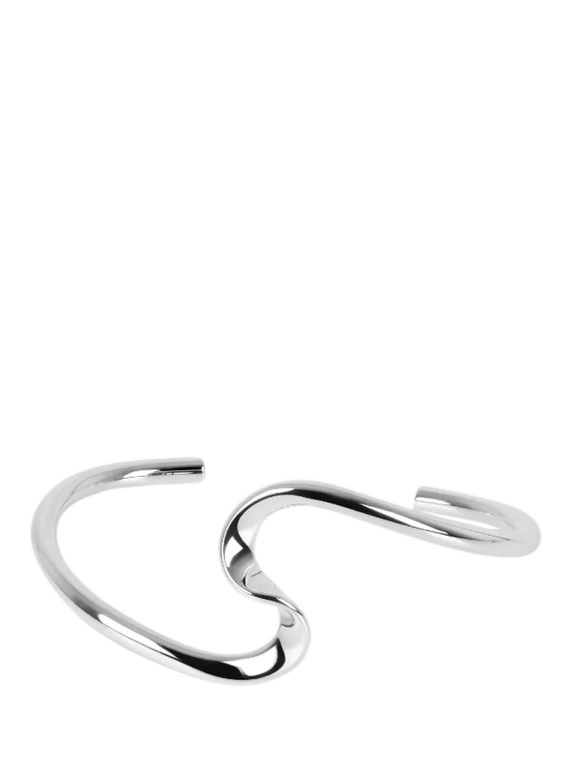 Andea silver sculptured twist half bangle 5.6x5 cm - British product
