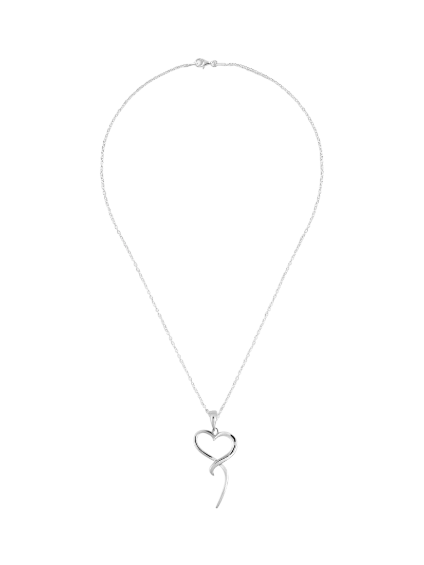 Andea open heart pendant necklace in solid sterling silver, UK version