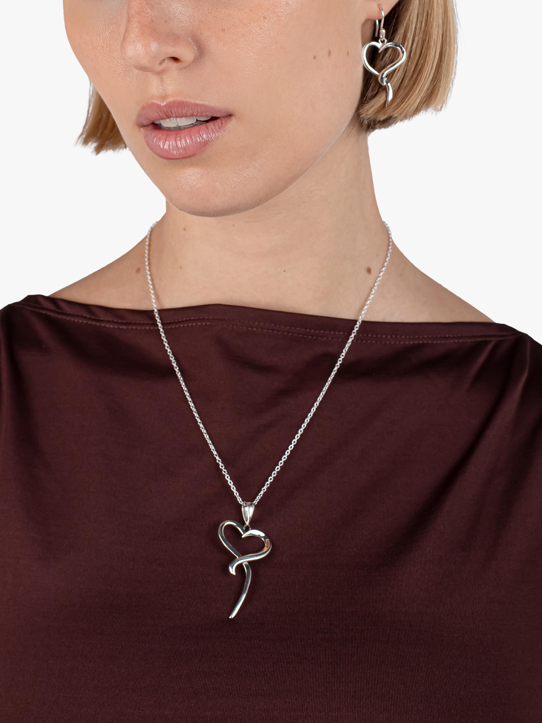 Andea open heart pendant necklace in solid sterling silver, UK version