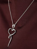 Andea open heart pendant necklace in solid sterling silver, UK version