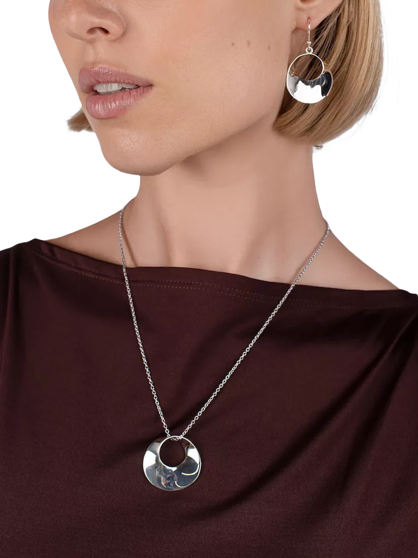 Andea Round Open Twist pendant necklace, silver - British product