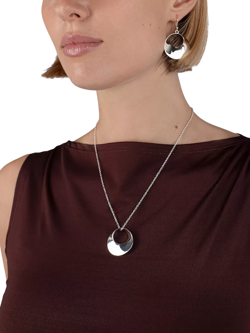 Andea Round Open Twist pendant necklace, silver - British product