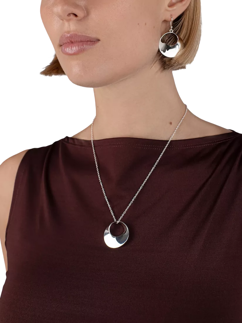 Andea Round Open Twist pendant necklace, silver - British product