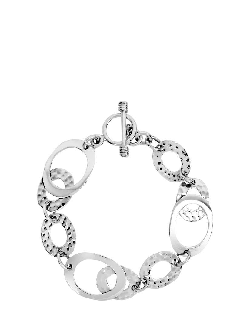 Andea silver hammered oval link bracelet 19cm, UK version