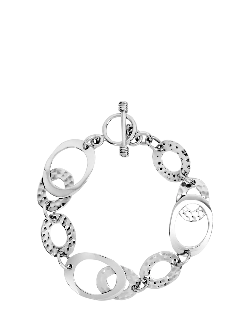 Andea silver hammered oval link bracelet 19cm, UK version