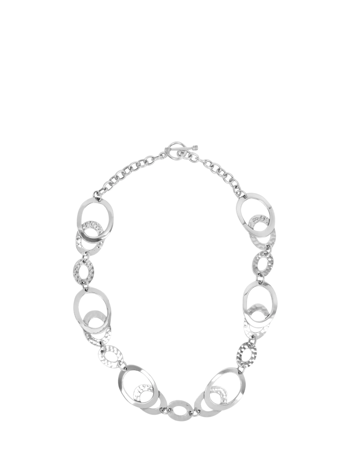Andea silver hammered oval link necklace 45cm (British brand)