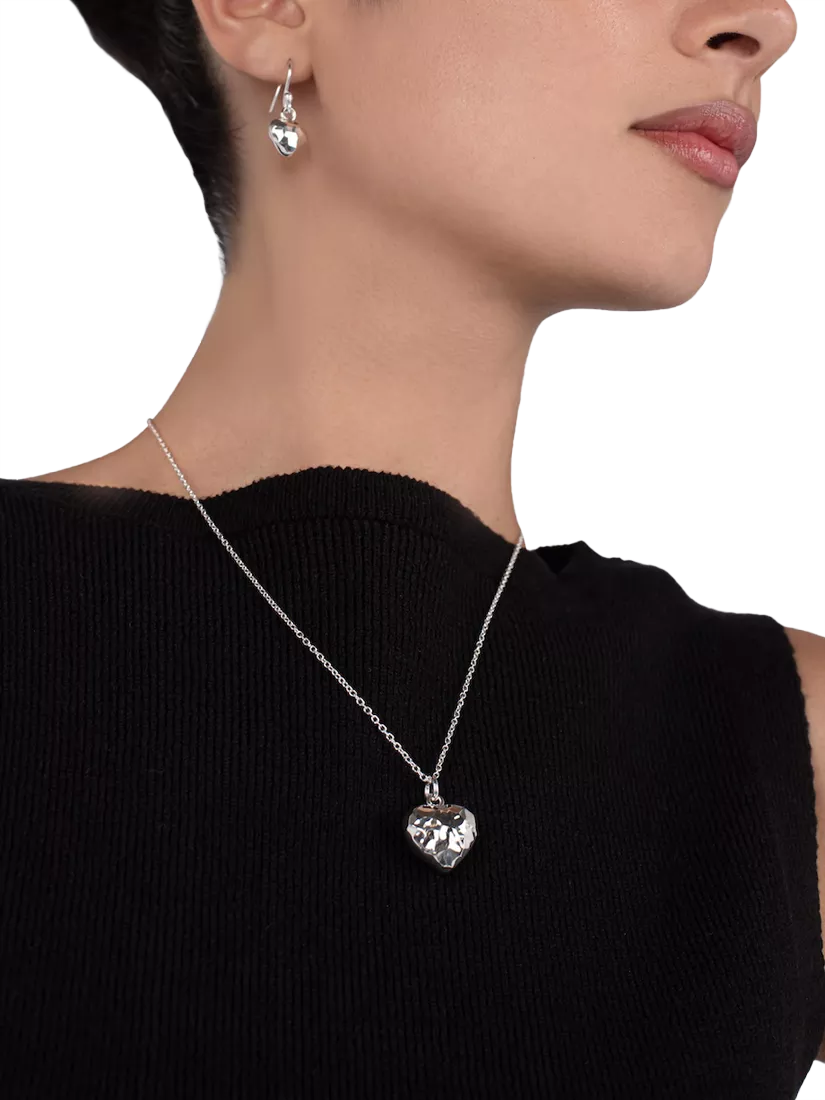 Andea pendant necklace hammered puffed heart silver - British product