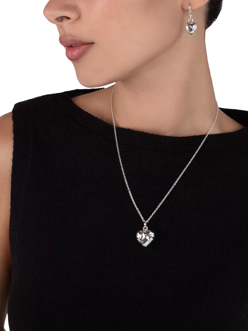 Andea pendant necklace hammered puffed heart silver - British product