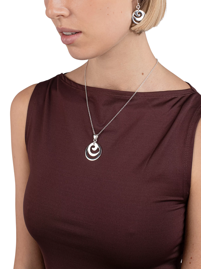 Andea sterling silver spiral circle pendant necklace, UK version