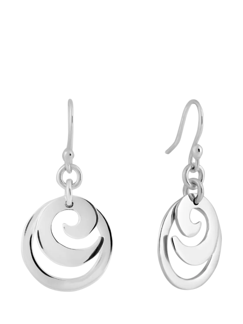 Andea silver spiral circle drop earrings 4x2cm (British brand)