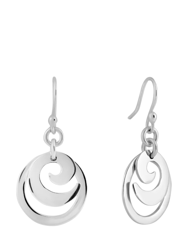 Andea silver spiral circle drop earrings 4x2cm (British brand)