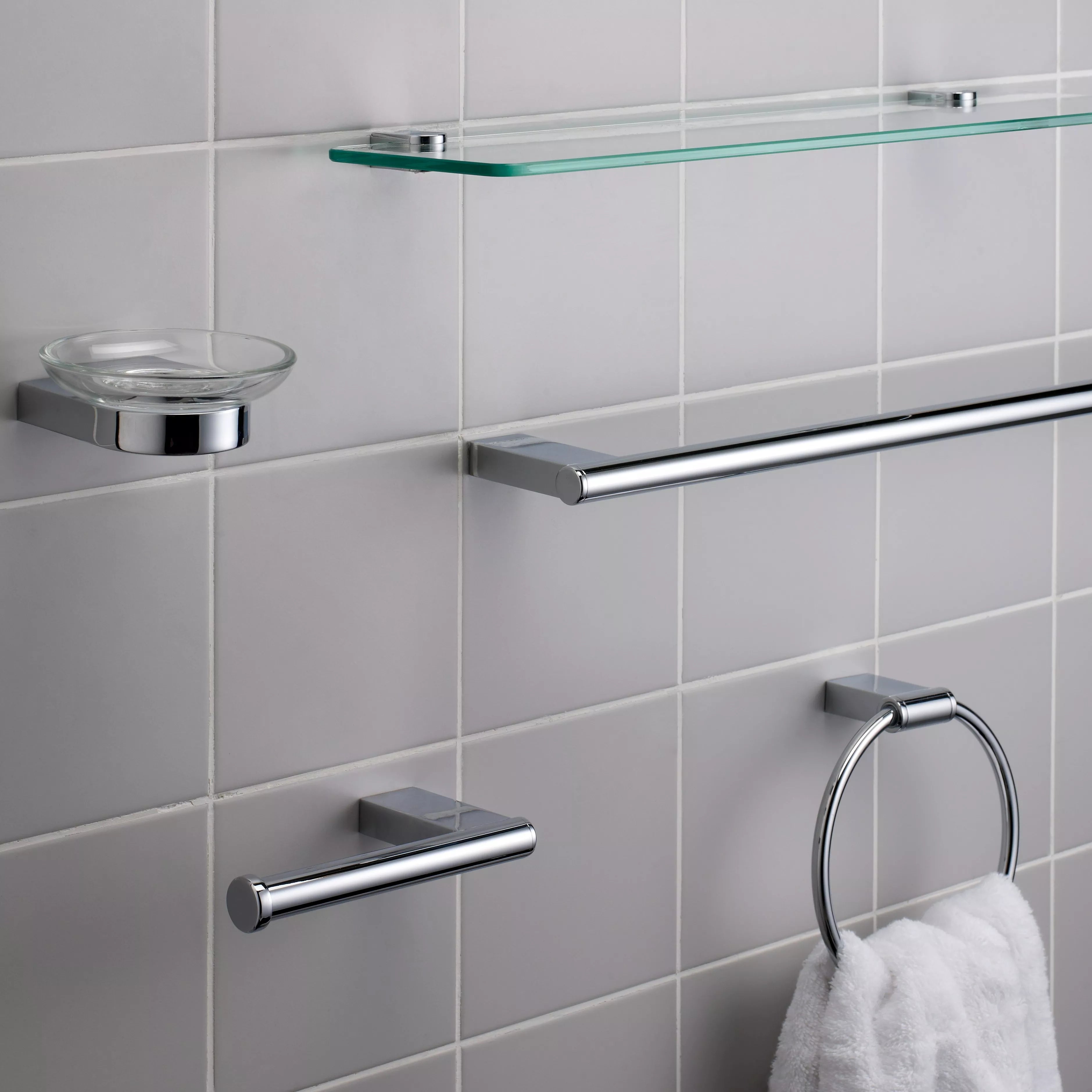 John Lewis Opus light pull chrome bathroom accessory (British brand)
