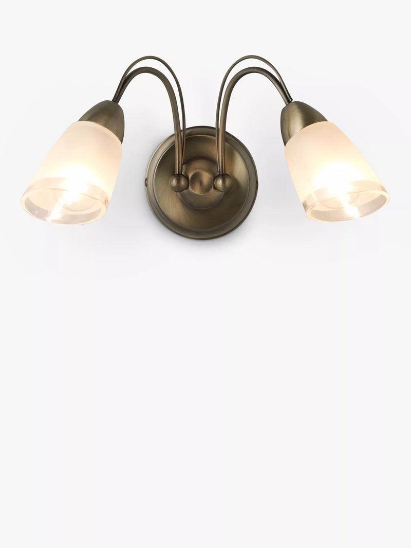 John Lewis Mizar double arm wall light antique brass, UK version