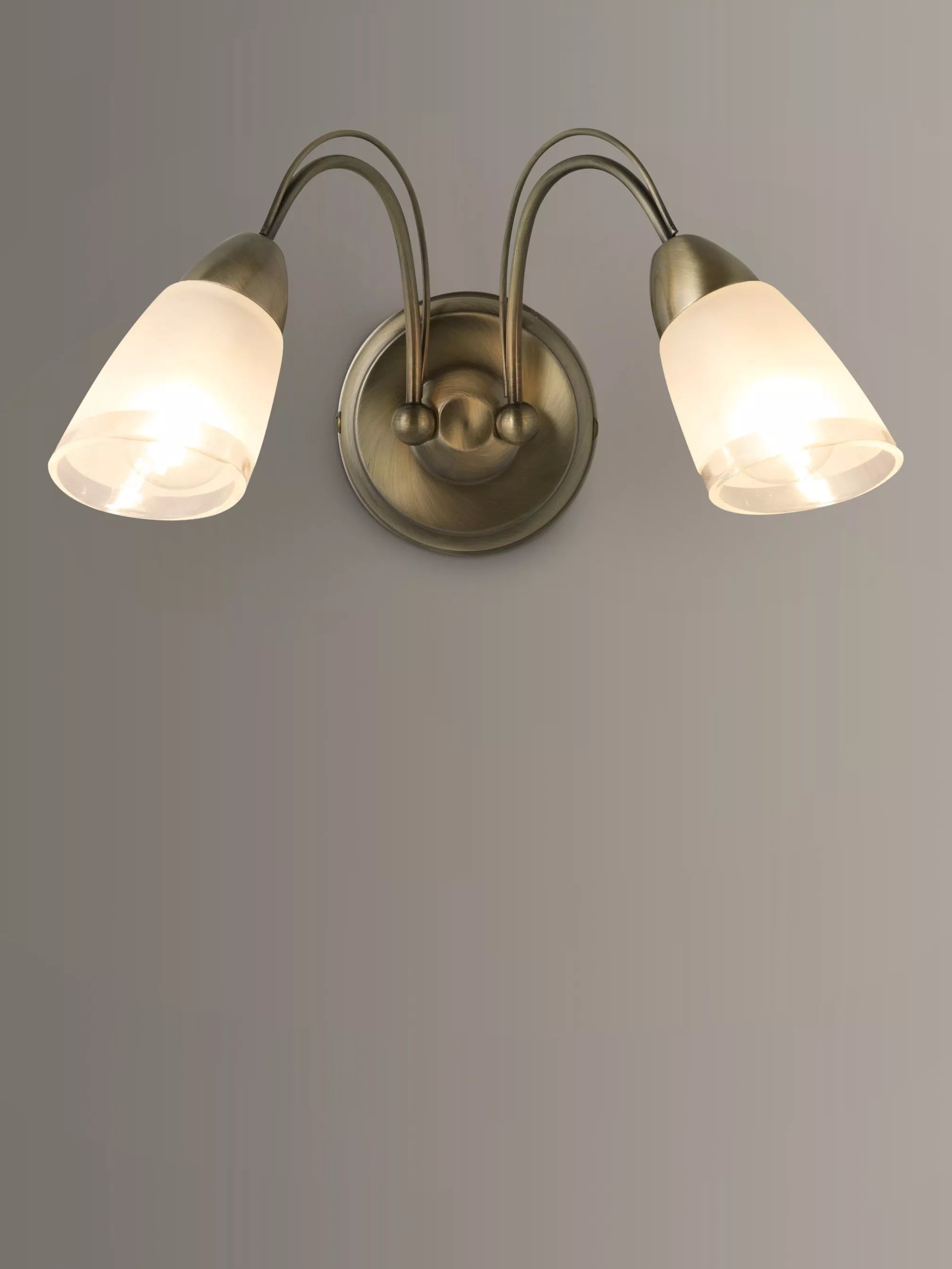 John Lewis Mizar double arm wall light antique brass, UK version