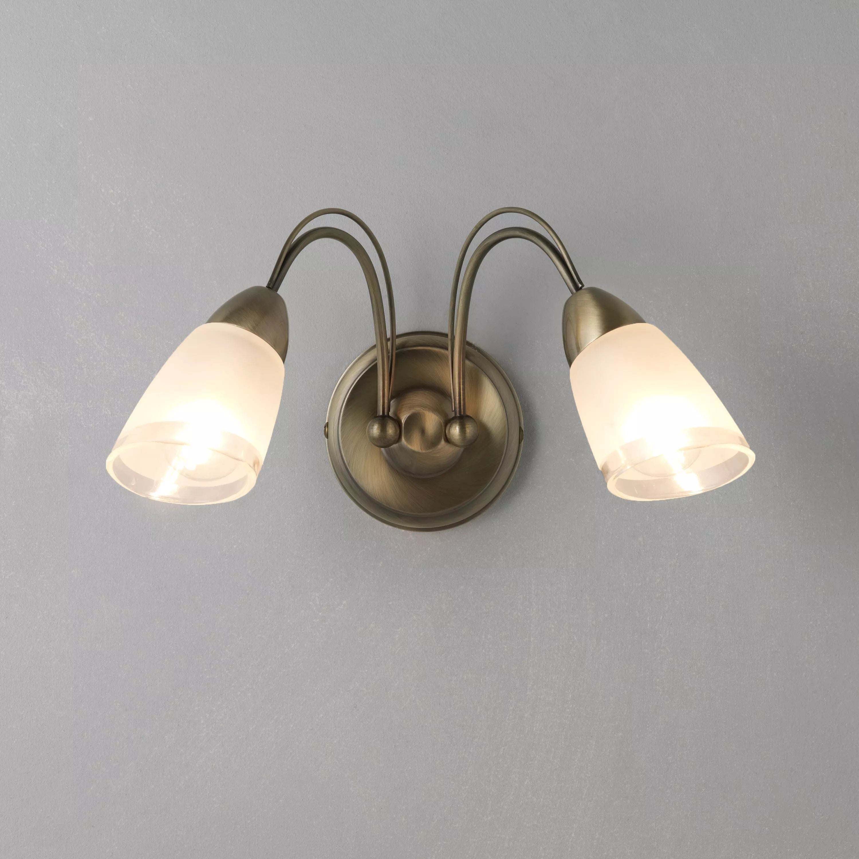 John Lewis Mizar double arm wall light antique brass, UK version