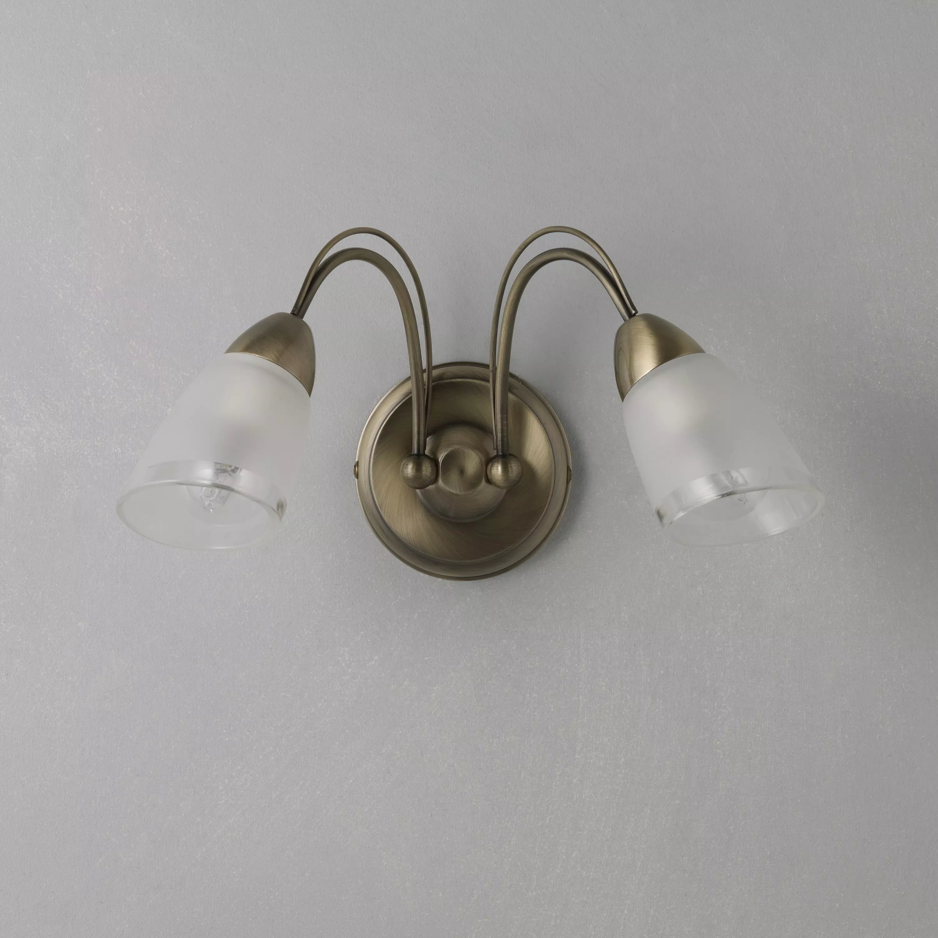 John Lewis Mizar double arm wall light antique brass, UK version