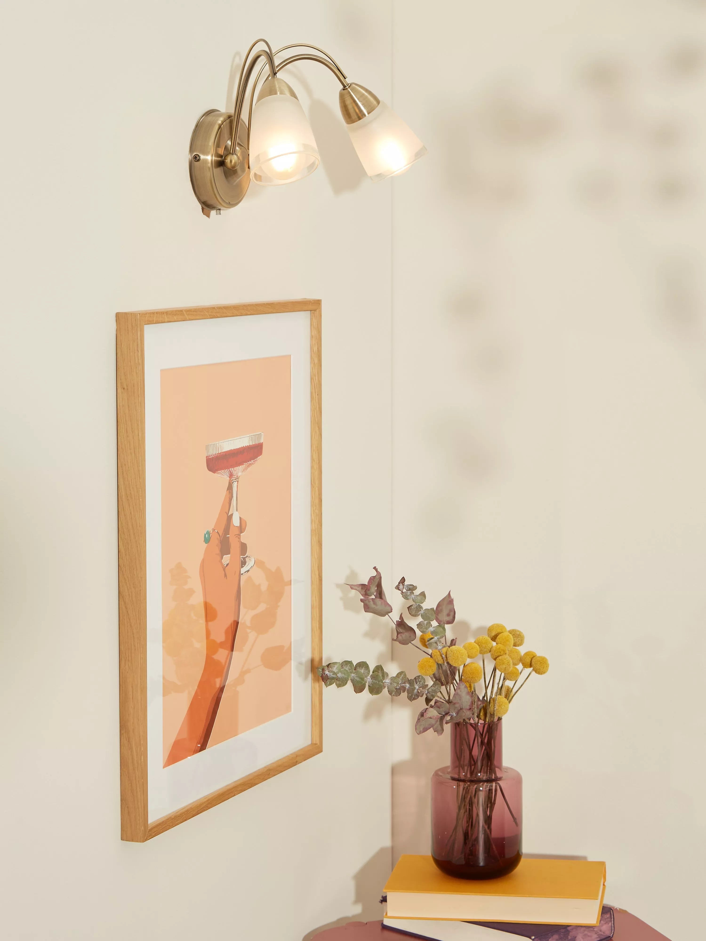John Lewis Mizar double arm wall light antique brass, UK version