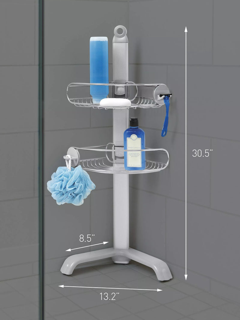 Simplehuman corrosion-resistant stainless steel corner shower caddy with adjustable shelves (British brand)