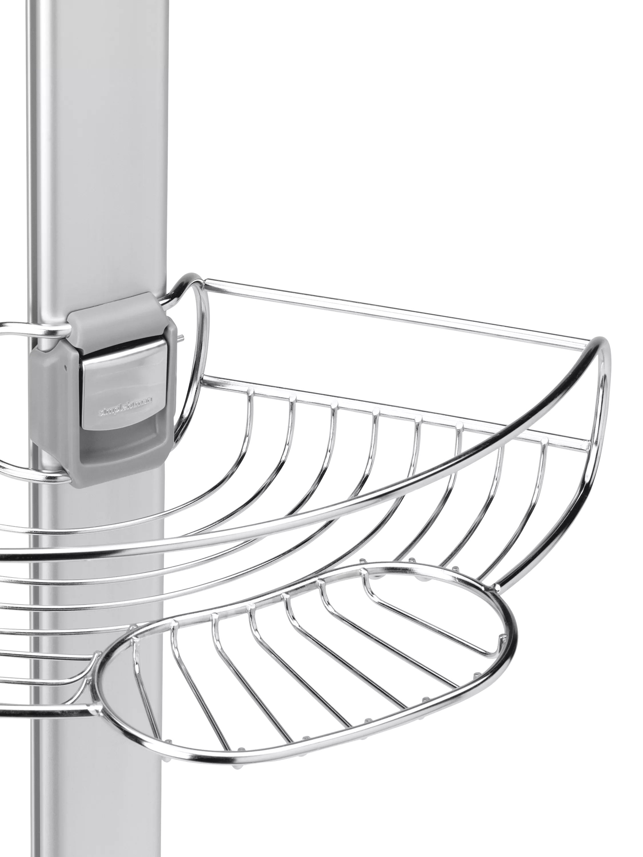 Simplehuman corrosion-resistant stainless steel corner shower caddy with adjustable shelves (British brand)
