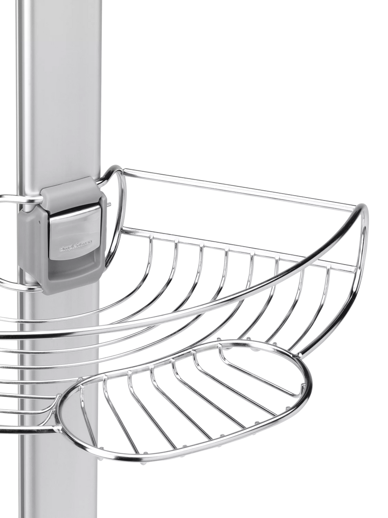 Simplehuman corrosion-resistant stainless steel corner shower caddy with adjustable shelves (British brand)