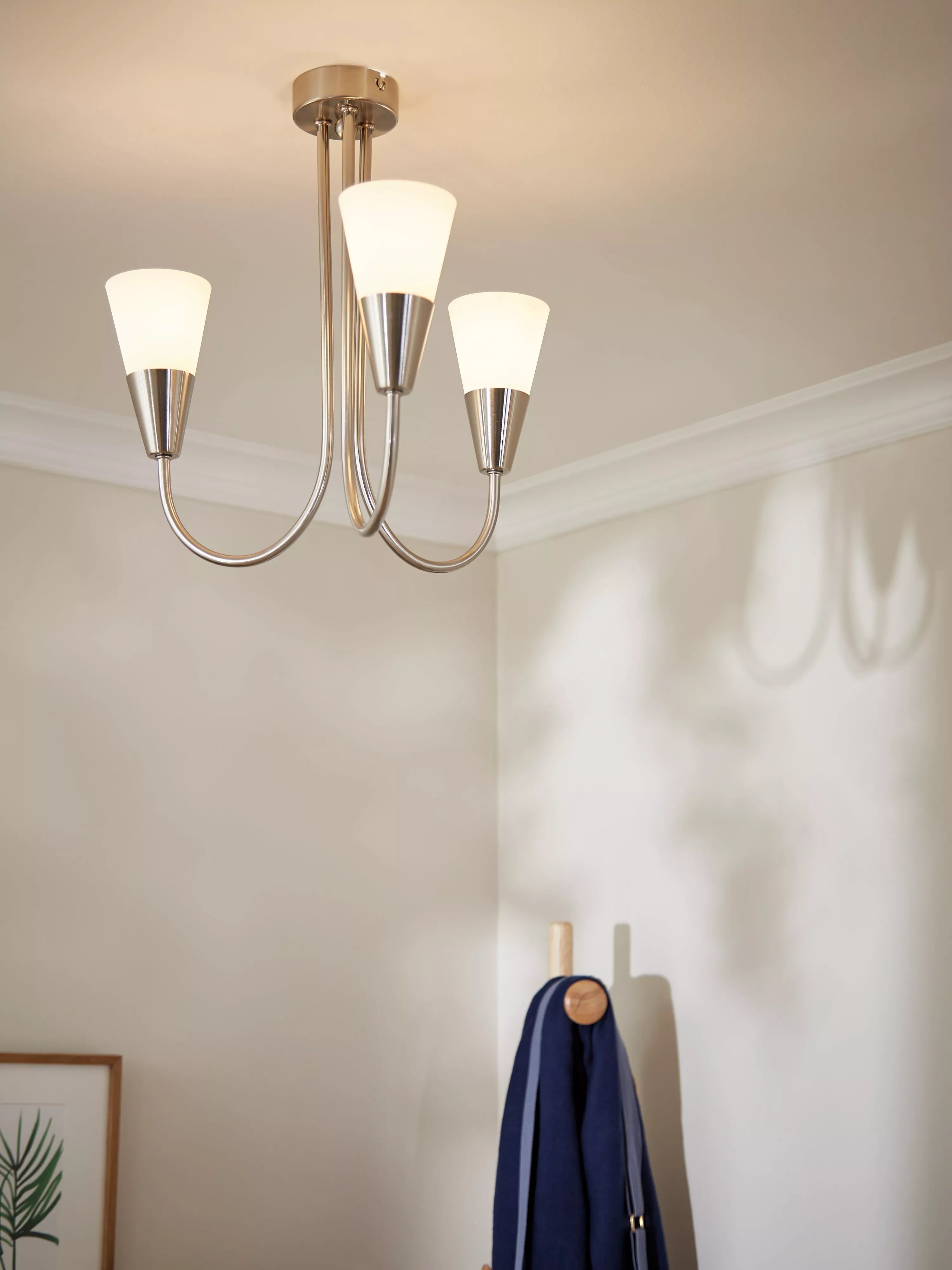 John Lewis Lulu 3 Arm Ceiling Light, Brushed Chrome