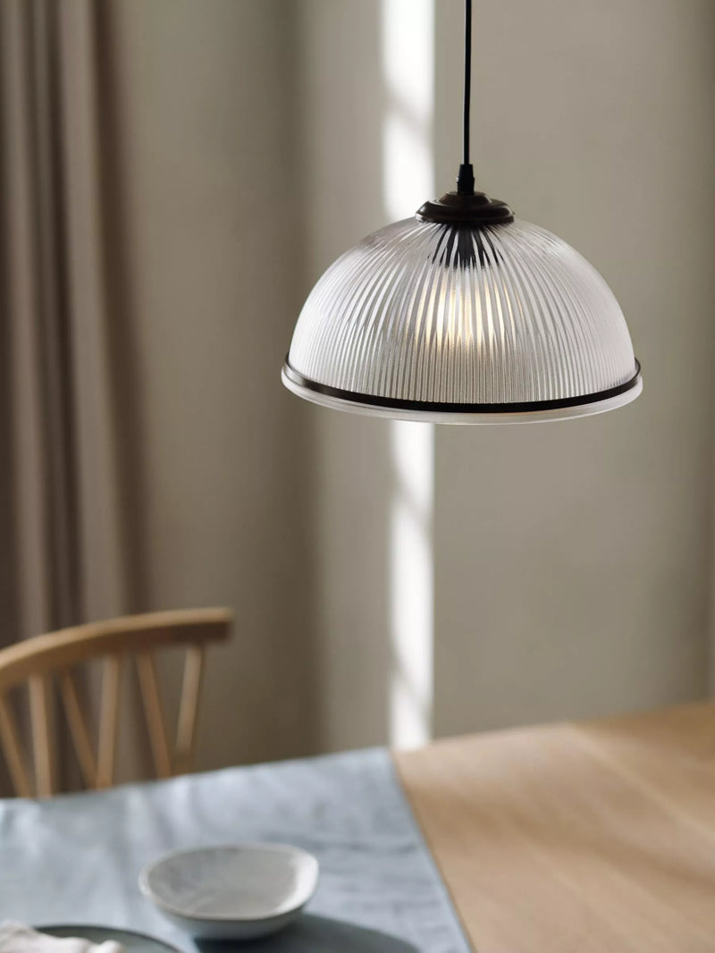 John Lewis ribbed glass pendant light bronze, imported from the UK