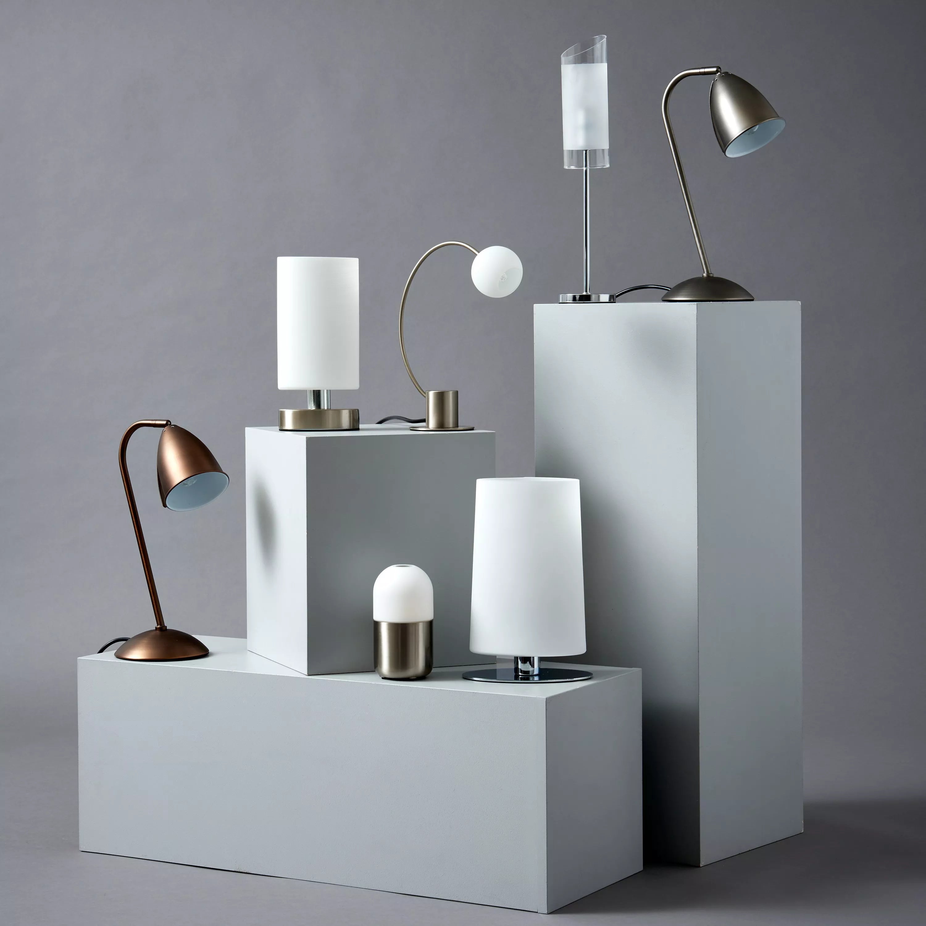 John Lewis Helium Touch chrome table lamp, UK version