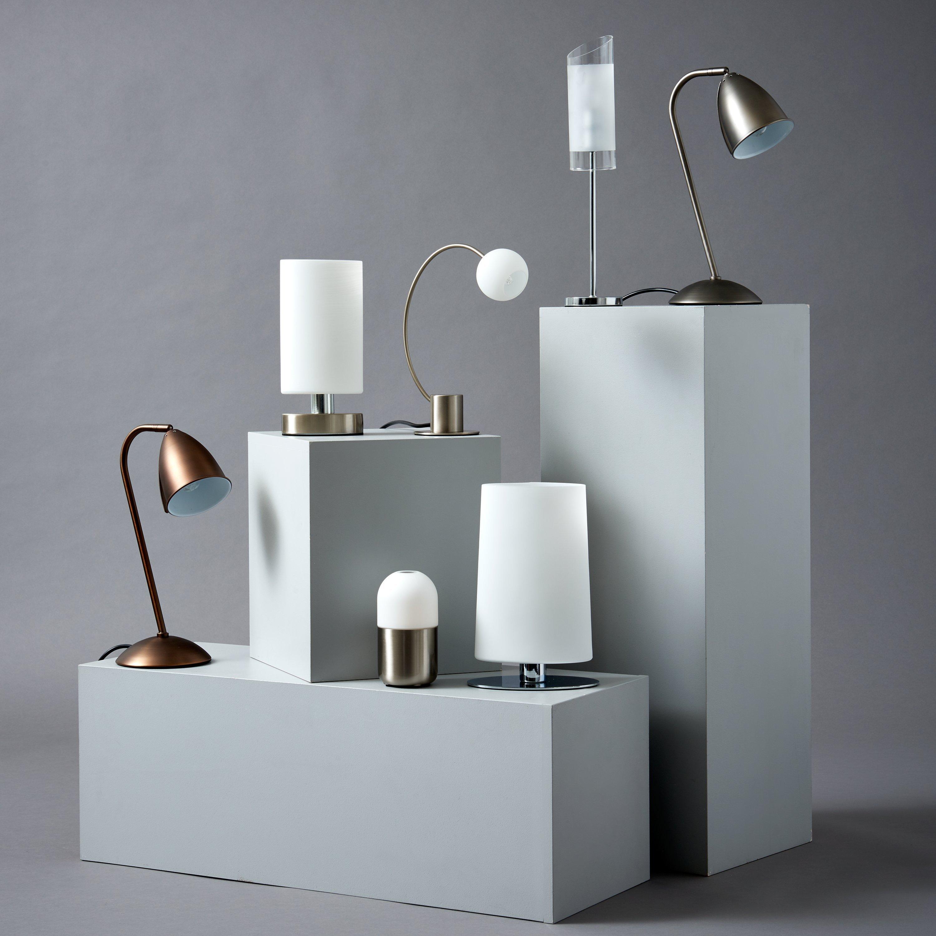 John Lewis Helium Touch chrome table lamp, UK version