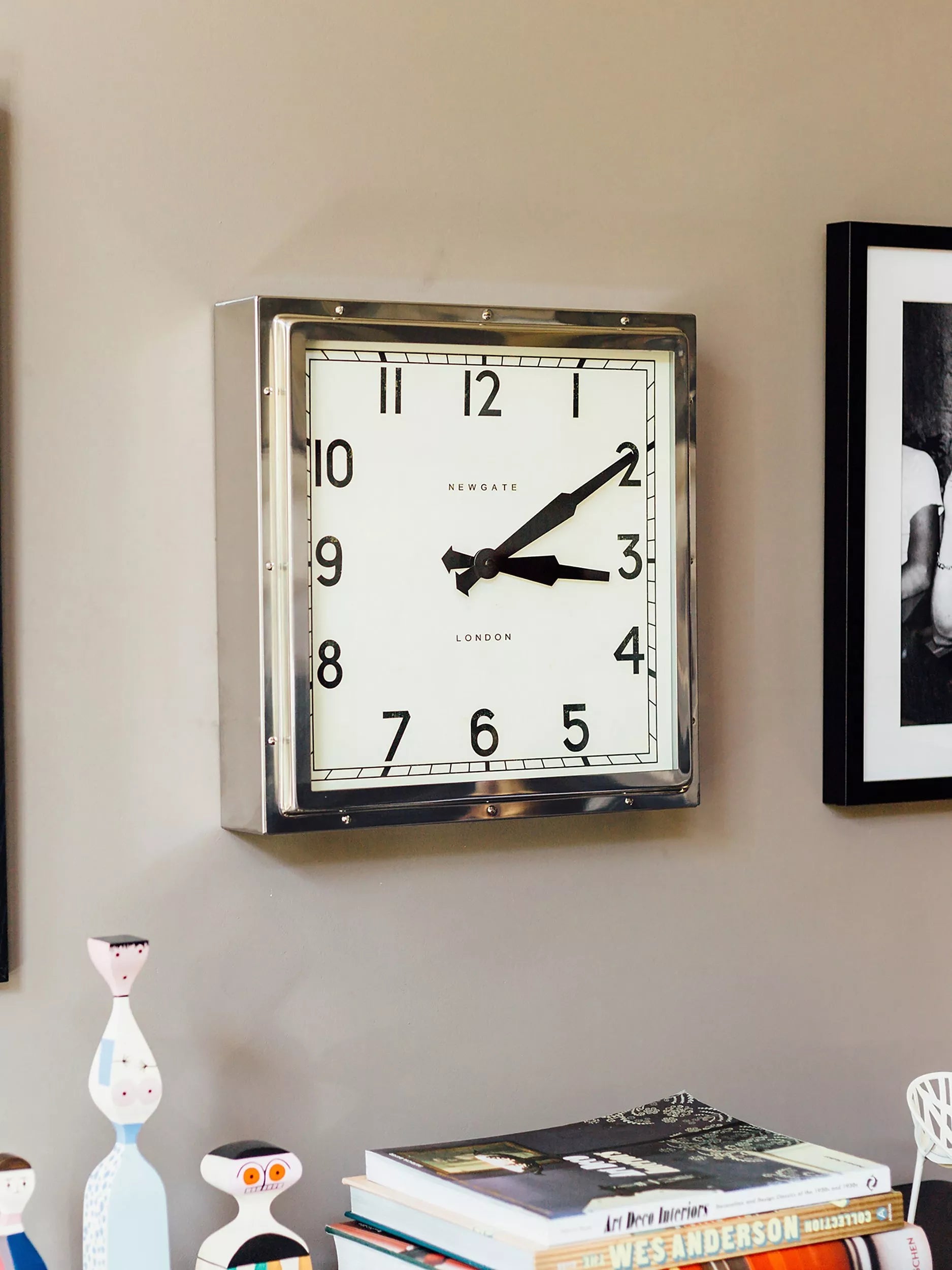 Newgate Clocks Quad Square metal wall clock 40cm silver, UK version