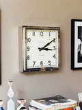 Newgate Clocks Quad Square metal wall clock 40cm silver, UK version