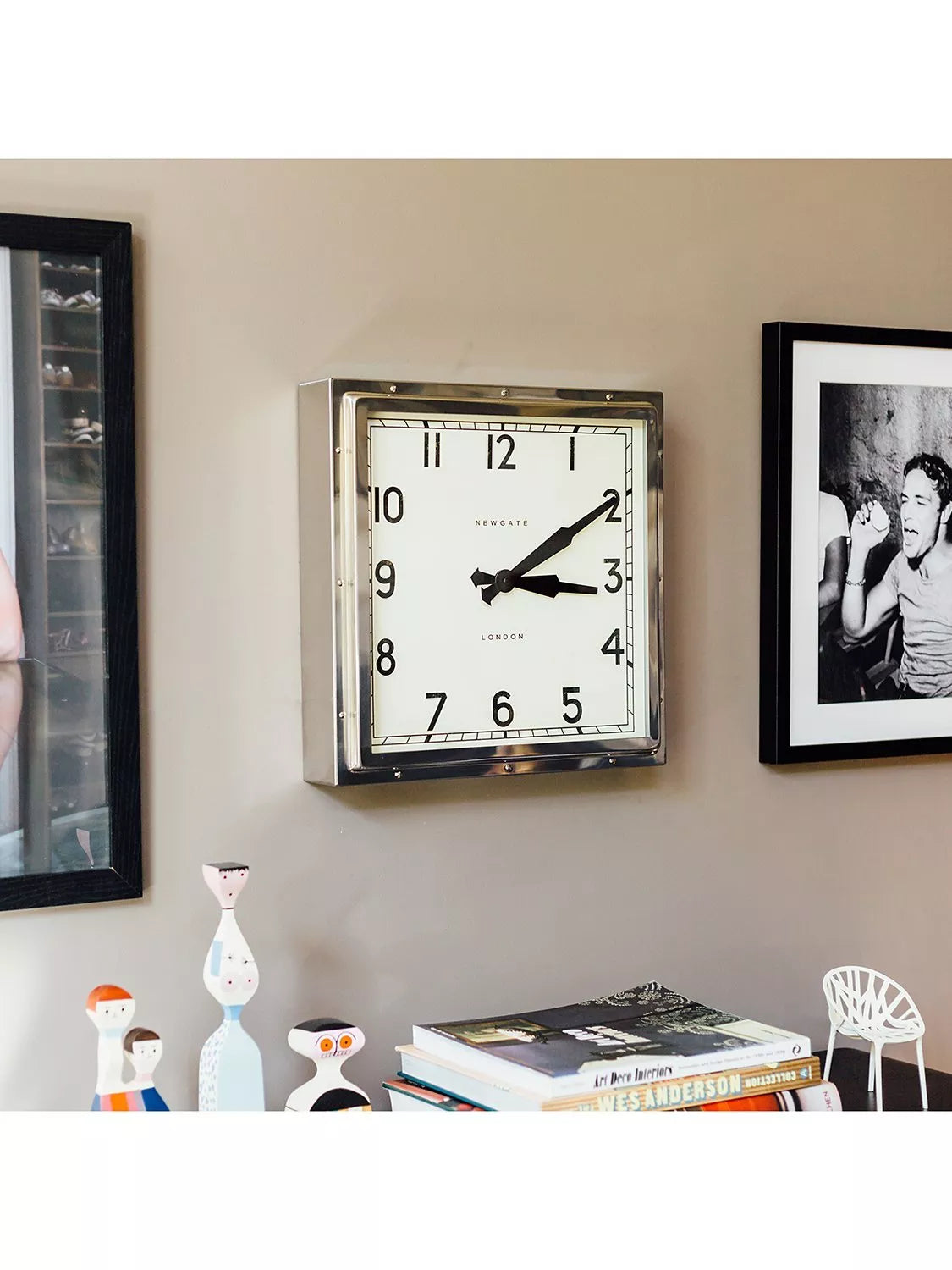 Newgate Clocks Quad Square metal wall clock 40cm silver, UK version