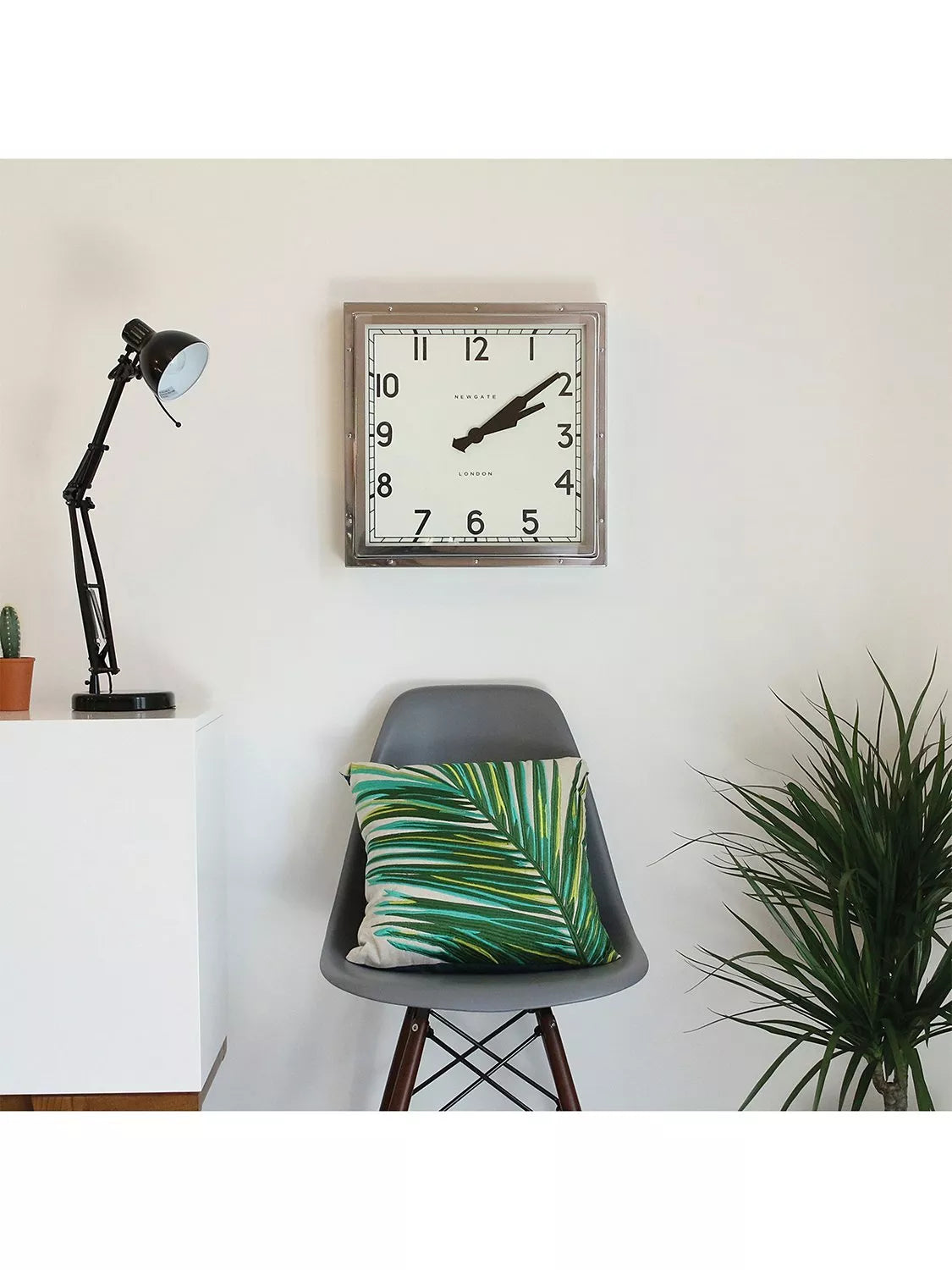 Newgate Clocks Quad Square metal wall clock 40cm silver, UK version