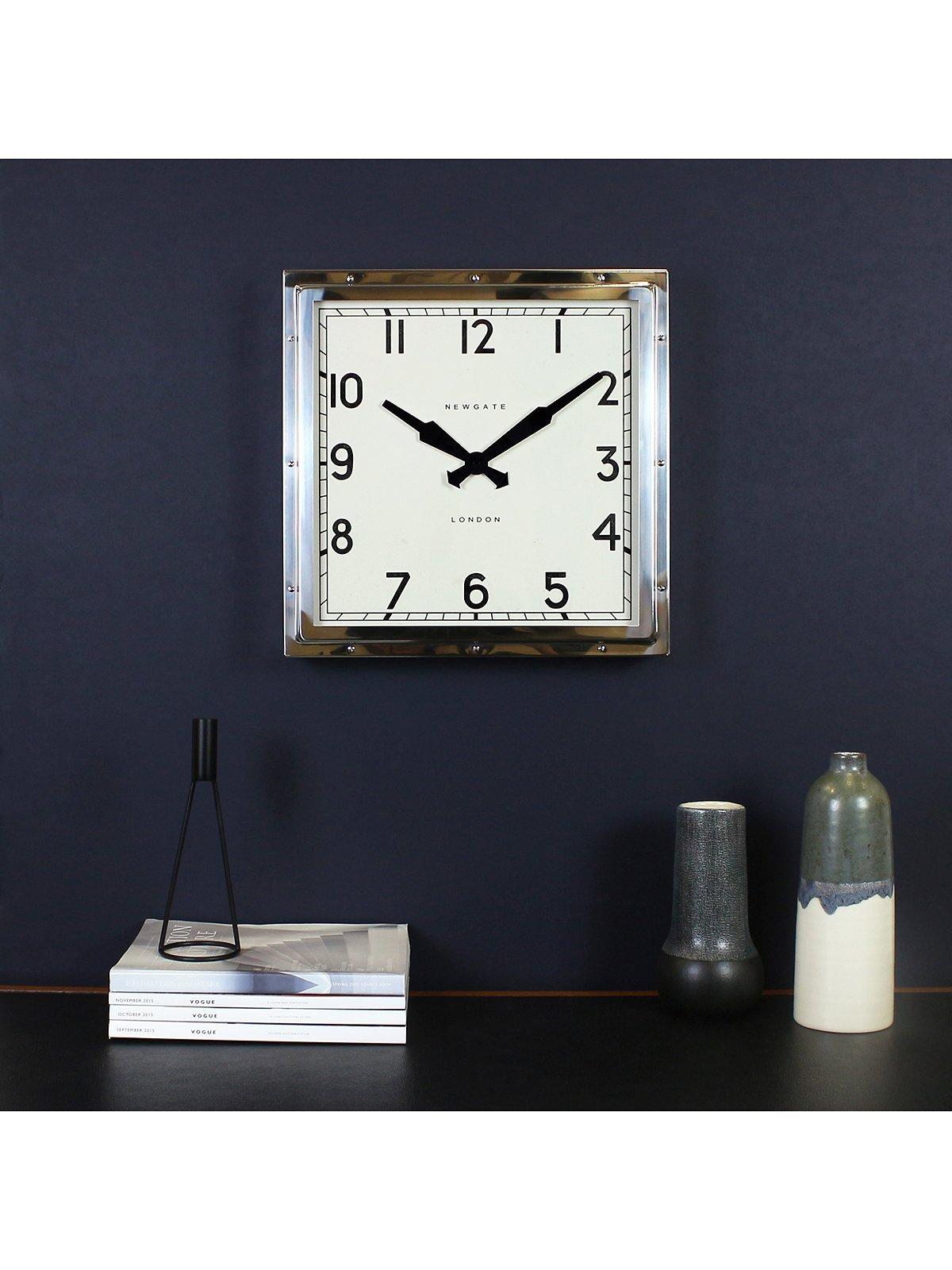 Newgate Clocks Quad Square metal wall clock 40cm silver, UK version