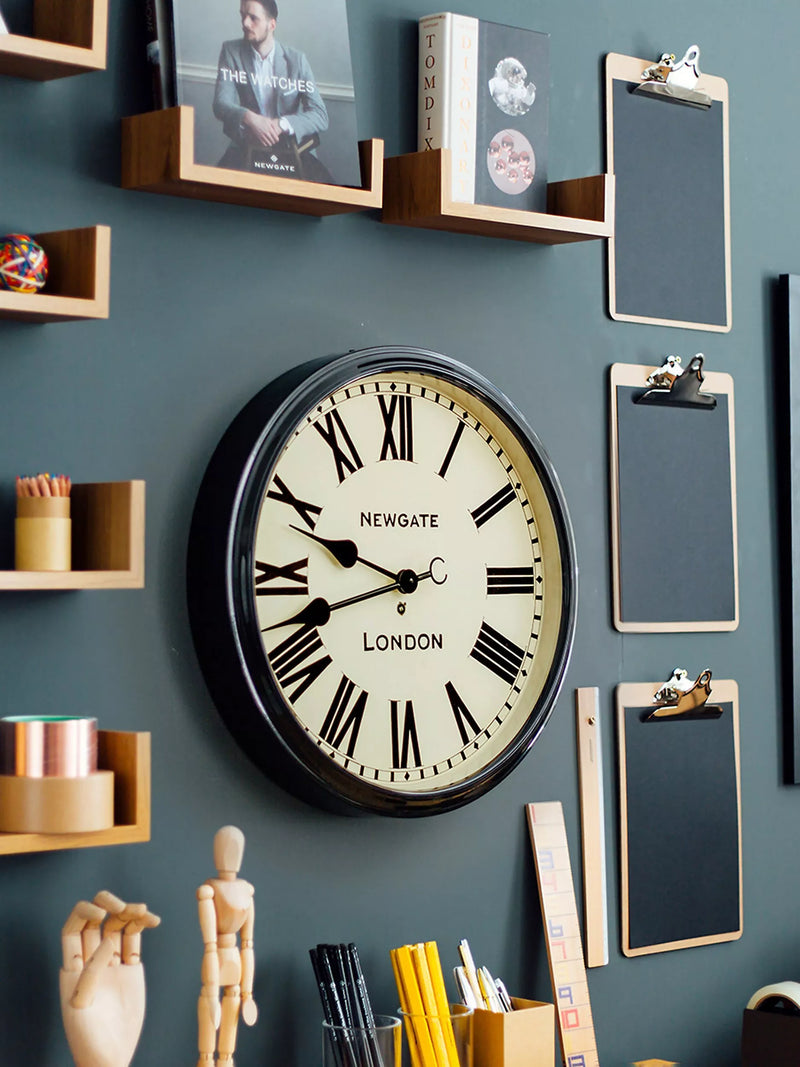Newgate Clocks Battersby wall clock black Roman numeral 50cm, UK version