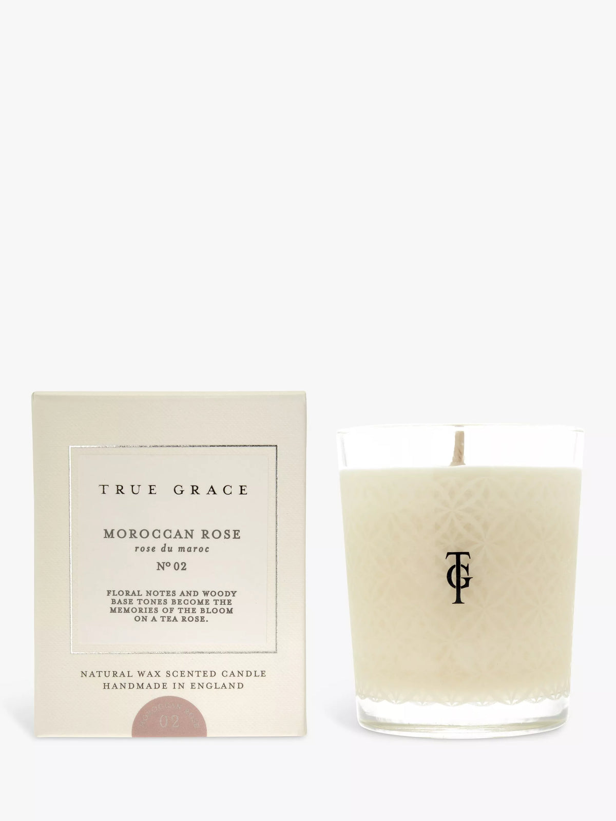 True Grace scented candle Moroccan Rose 190g, imported from the UK