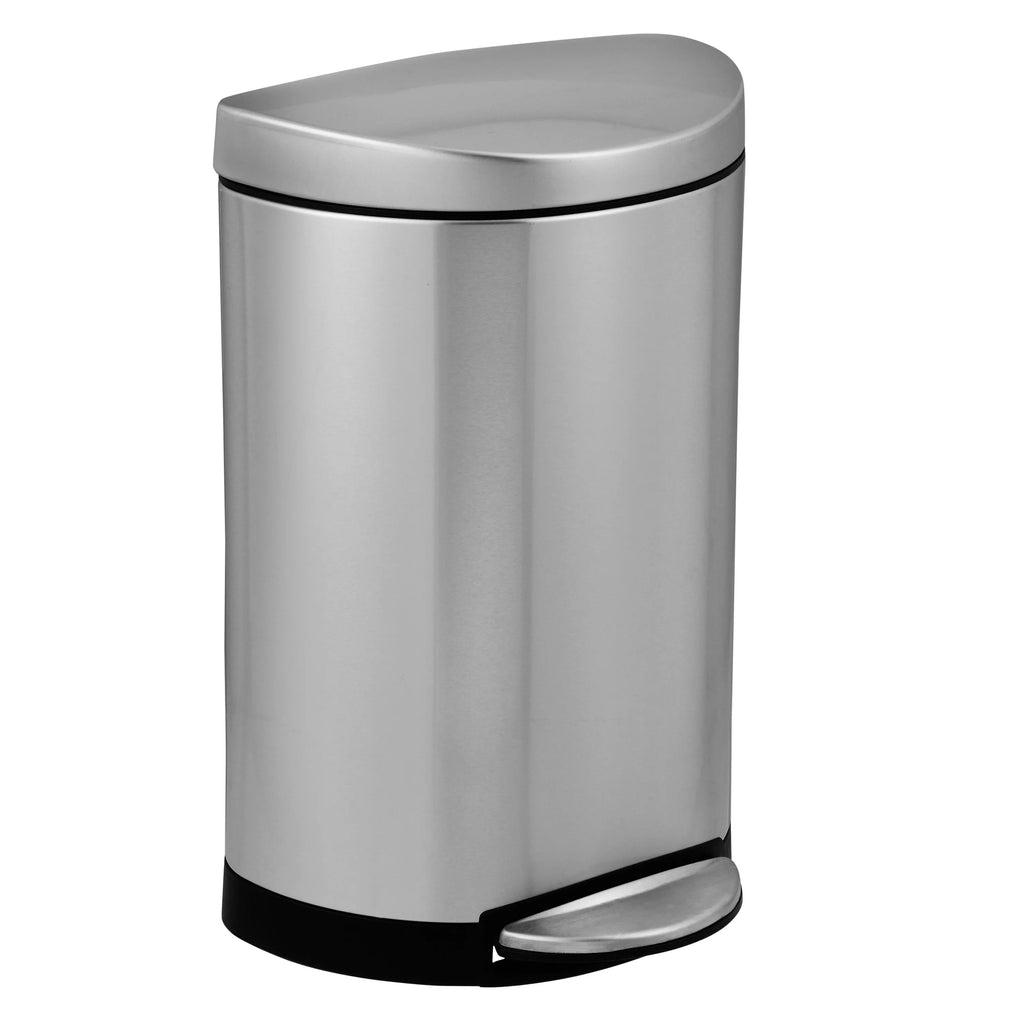 simplehuman Semi-Round Pedal Bin, Brushed Stainless Steel, 10L