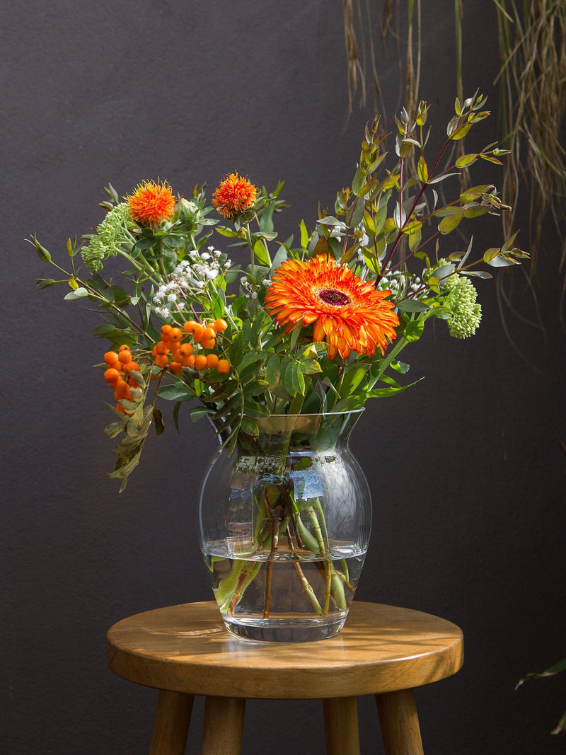 Dartington Crystal Florabundance Tulip Vase, 18.5cm tall, clear crystal - British product