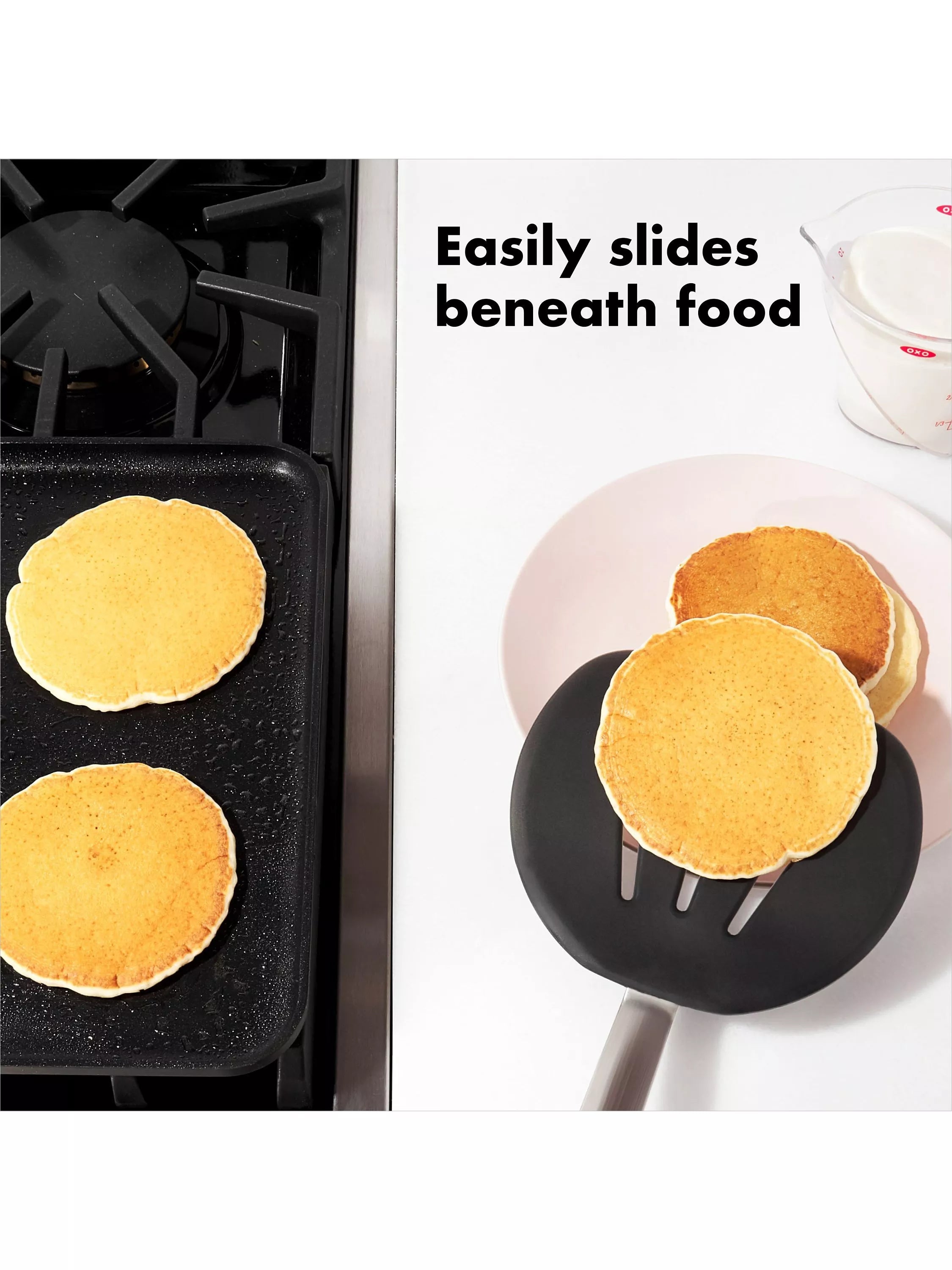 OXO Good Grips large flexible silicone pancake turner, imported from the UK
