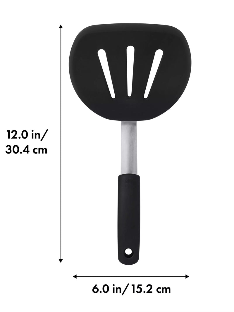 OXO Good Grips large flexible silicone pancake turner, imported from the UK