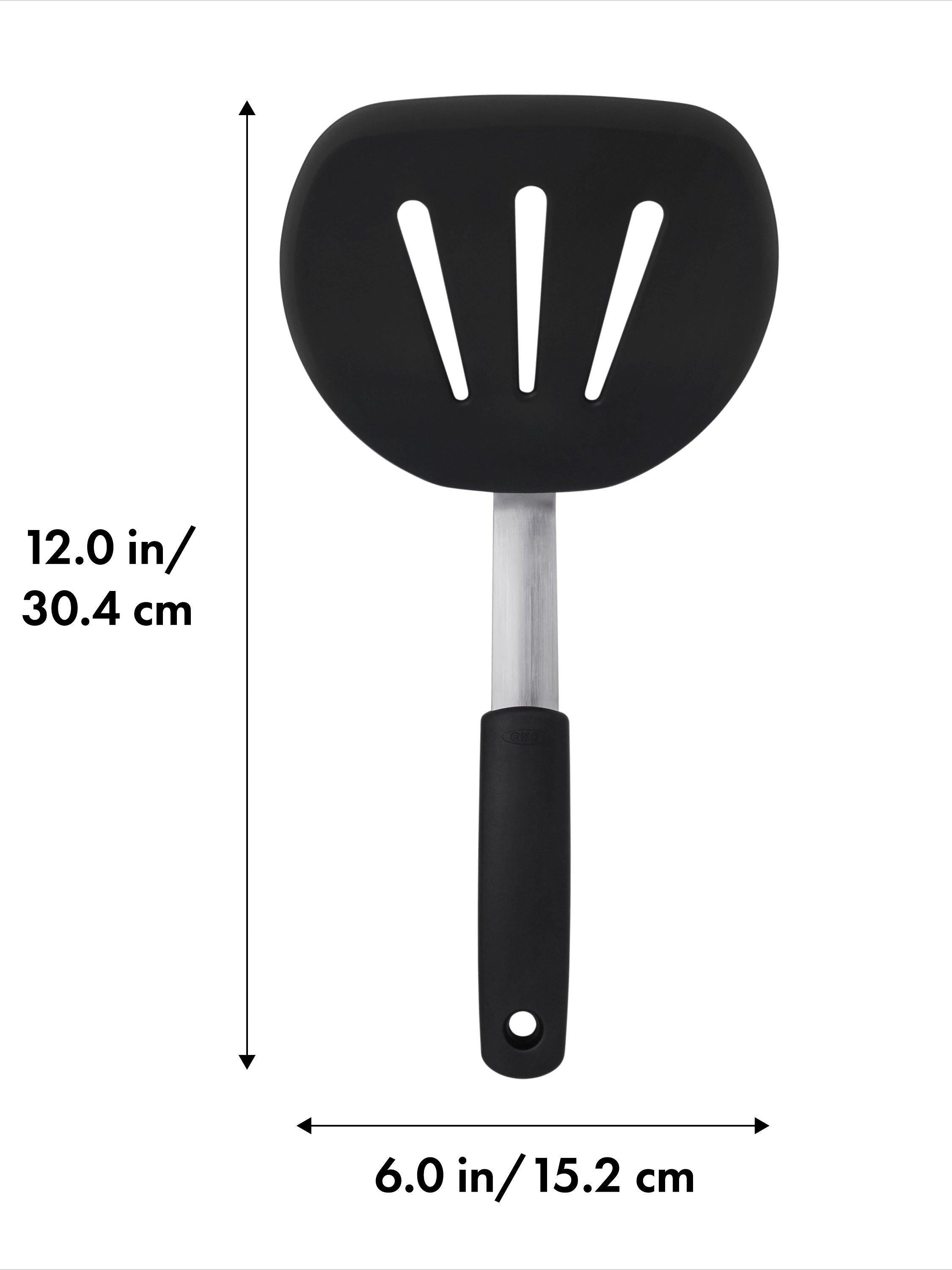 OXO Good Grips large flexible silicone pancake turner, imported from the UK